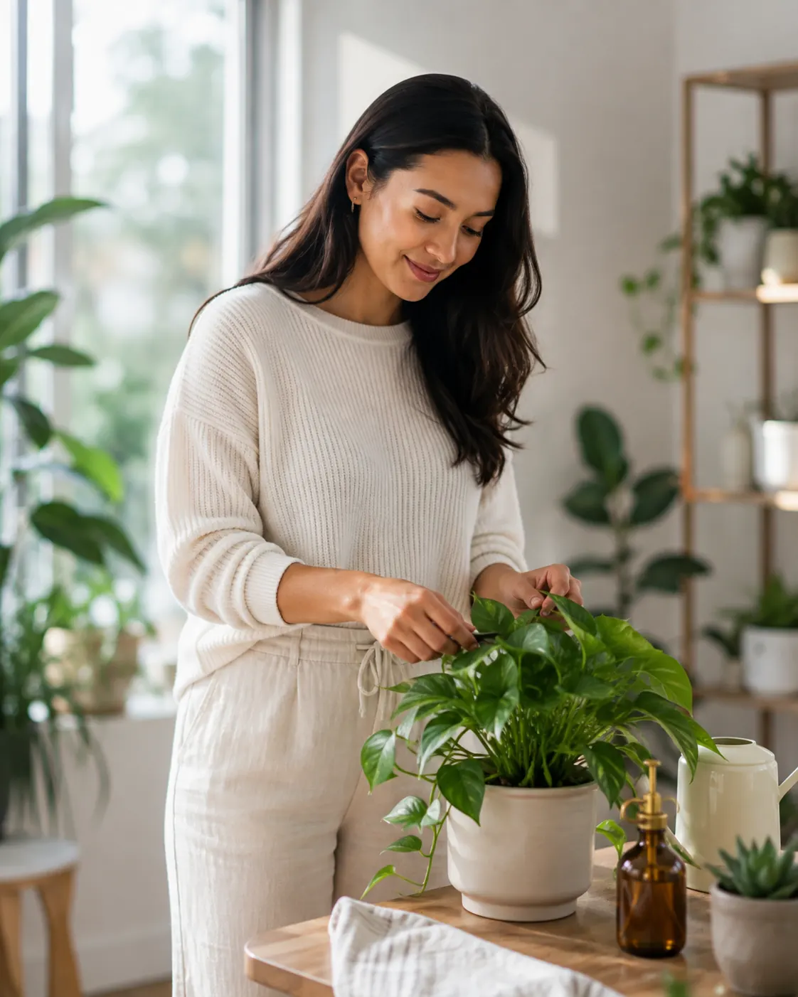Woman enjoying a wellbeing routine